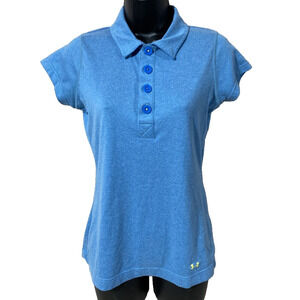 Under Armour Womens Polo Size Small Heat Gear Short Sleeve Golf Blue Casual Top